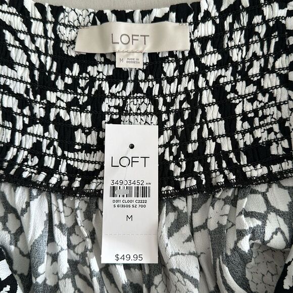 NWT Ann Taylor Loft Black/White Pineapple Flutter Ruffle sleeveless Top Size M - Picture 7 of 11